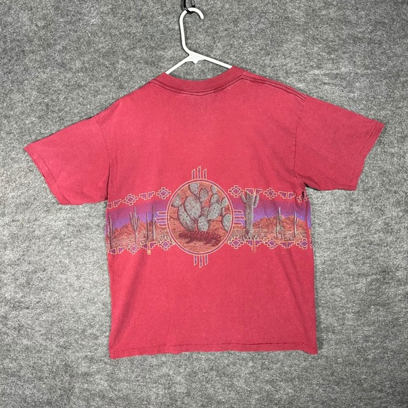 Oneita Wrap Around T Shirt Vintage Single Stitch 90s Arizona Desert Cactus Large - Picture 3 of 16